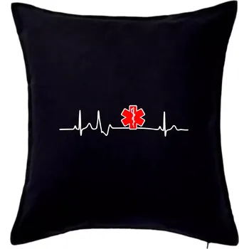 Polštář EKG rescue červená hvězda - Polštář 50x50 - 50x50 - Pouze potah ( Černá )