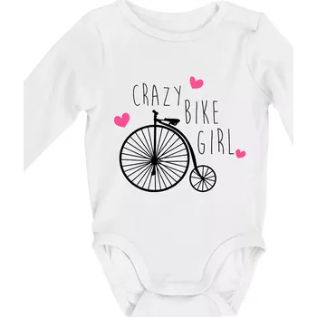 Kojenecký body Crazy bike girl - Body kojenecké s dlouhým rukávem - Dlouhý r. do 3 měs ( Bílá )