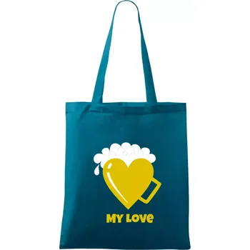 My love - beer (Pecka design) - Taška bavlněná - 42 x 38 cm ( Petrolejová )
