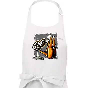 Kuchyňská zástěra Beer lahve - Pánská zástěra na vaření - Univerzální velikost ( Bílá )