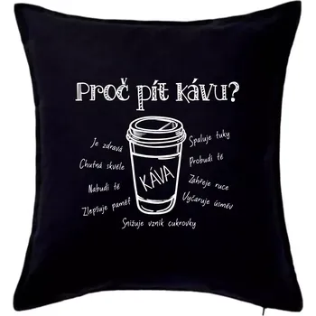 Polštář Benefity kávy - Polštář 50x50 - 50x50 - Pouze potah ( Černá )