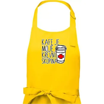 Kuchyňská zástěra Kafe je moje krevní skupina - Pánská zástěra na vaření - Univerzální velikost ( Žlutá )