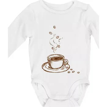 Hrnek plný čerstvé kávy - Body kojenecké s dlouhým rukávem - Dlouhý r. 3-6 měs ( Bílá )