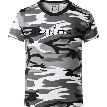 Chlapecké tričko Monday nápis - Dětské maskáčové triko - 104-110cm / 3-4 roky ( Šedý maskáč )