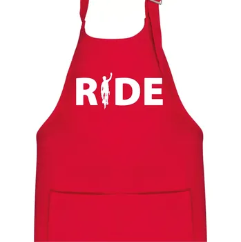 Kuchyňská zástěra Ride - nápis s cyklistou - Dětská zástěra na vaření - Univerzální velikost ( Červená )