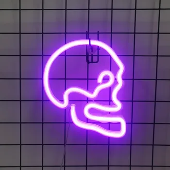 Nástěnné svítidlo LED neonová dekorace na zeď 22 x 18 cm Lebka ve svítícím designu USB nebo 3x AA baterie Světelná výzdoba Halloween interiér fialová