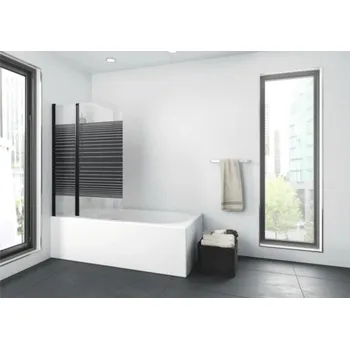 Vanová zástěna Vanová zástěna 2dílná Aurlane Black Lines 2 100x140 cm čiré sklo barva profilu černá BWF250