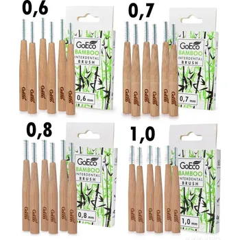 Zubní kartáček 3+1 ZDARMA | GoEco® BAMBOO | mezizubní kartáčky | 0,6 + 0,7 + 0,8 + 1 mm | 24 ks | z bambusu