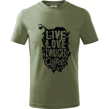 Live love laugh coffee - Tričko dětské bavlněné - 134 cm/8 let ( Khaki )