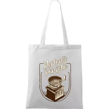 Nákupní taška Nejlepší barista - Taška bavlněná - 42 x 38 cm ( Bílá )