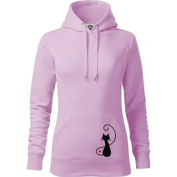 Dámská mikina Zamilovaná kočka zpředu - Mikina dámská Cape s kapucí - L ( Orchid )