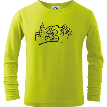Dětská móda Cyklista na výletě - Triko dětské Long Sleeve - 122 cm/6 let ( Limetková )