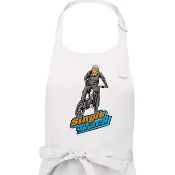 Kuchyňská zástěra Single track jezdec - Pánská zástěra na vaření - Univerzální velikost ( Bílá )