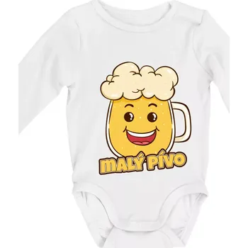 Malý pívo - Body kojenecké s dlouhým rukávem - Dlouhý r. 3-6 měs ( Bílá )