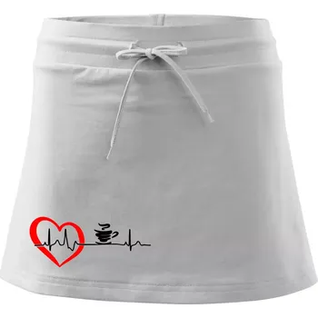 Dámská sukně Moje srdce bije pro kávu - Sportovní sukně - two in one - L ( Bílá )