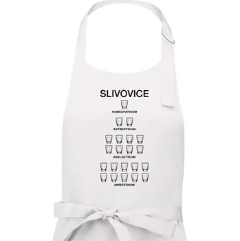 Kuchyňská zástěra Slivovice počítání (Hana-creative) - Pánská zástěra na vaření - Univerzální velikost ( Bílá )