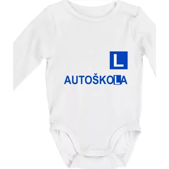 Autoškola nápis - Body kojenecké s dlouhým rukávem - Dlouhý r. do 3 měs ( Bílá )