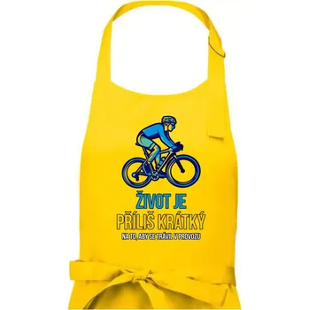 Kuchyňská zástěra Život je příliš krátký, aby se trávil v provozu - Pánská zástěra na vaření - Univerzální velikost ( Žlutá )