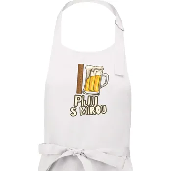 Kuchyňská zástěra Piju s mírou - Pánská zástěra na vaření - Univerzální velikost ( Bílá )