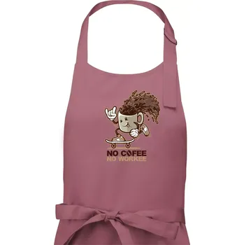 Kuchyňská zástěra No cofee no workee - Pánská zástěra na vaření - Univerzální velikost ( Starorůžová )