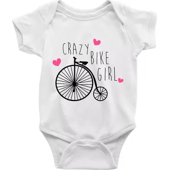 Kojenecké oblečení Crazy bike girl - Body kojenecké s krátkým rukávem - Krátký r. 12-18 měs ( Bílá )
