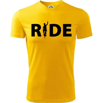Chlapecké tričko Ride - nápis s cyklistou - Dětské triko sportovní (dresovina) - 146 cm/10 let ( Žlutá )