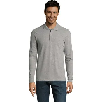 Pánské tričko PERFECT LSL MEN POLO 180 - Šedá Melanž 2XL