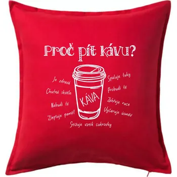 Polštář Benefity kávy - Polštář 50x50 - 50x50 - Včetně výplně ( Červená )