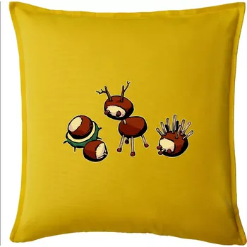 Polštář Kaštanová zvířátka - v řadě - Polštář 50x50 - 50x50 - Pouze potah ( Žlutá )