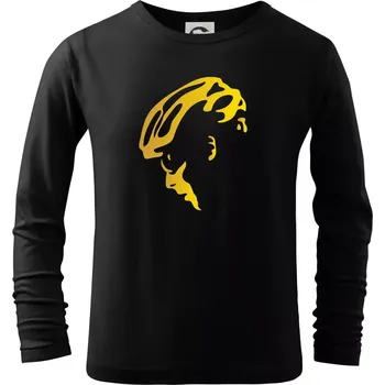 Chlapecké tričko Hlava cyklista zlatá - Triko dětské Long Sleeve - 122 cm/6 let ( Černá )