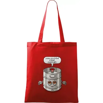Nákupní taška Opuštěné štěně - sud (Hana-creative) - Taška bavlněná - 42 x 38 cm ( Červená )