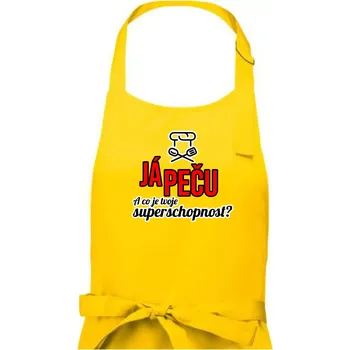 Kuchyňská zástěra Já peču - tvoje superschopnost? rovný nápis - Pánská zástěra na vaření - Univerzální velikost ( Žlutá )