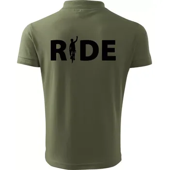 Pánská košile Ride - nápis s cyklistou - Polokošile pánská Pique Polo 203 - 3XL ( Khaki )