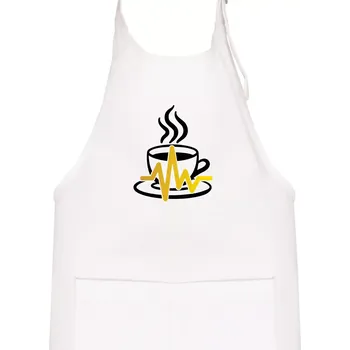 Kuchyňská zástěra Káva EKG hrnek - Dětská zástěra na vaření - Univerzální velikost ( Bílá )