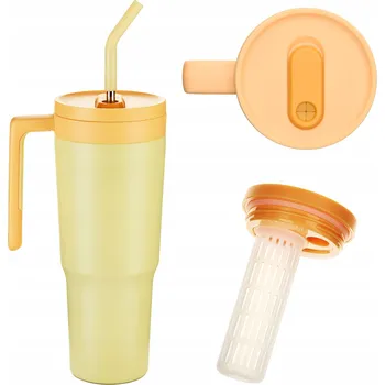 Termohrnek Velký Termohrnek se slámkou a držadlem OMI Tumbler 1200 ml - Sunny