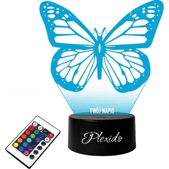 Lampička LAMPKA na SKLE Motýl Můra 3D LED RGB + DÁLKOVÝ OVLADAČ 16 BAREV