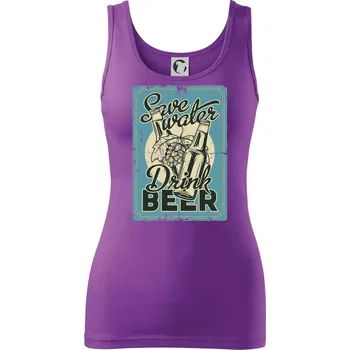 Dámské tričko Save water drink beer poster - Dámské tílko - 2XL ( Fialová )
