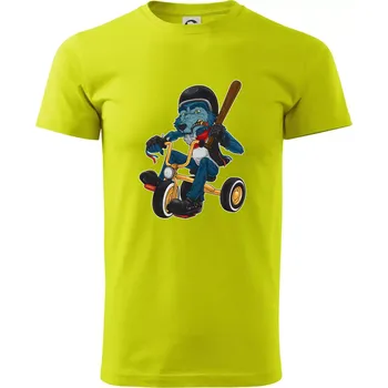 Pánské tričko Vlk na tříkolce - Klasické pánské triko vyšší gramáže - XS ( Limetková )