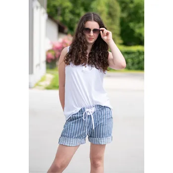 Dámské kalhoty Kraťasy proužek do gumy 21888 barva: modrá džínová