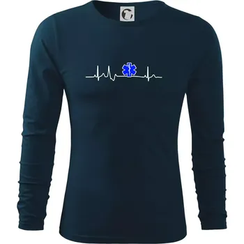 Pánské oblečení EKG rescue modrá hvězda - Triko s dlouhým rukávem FIT-T long sleeve - S ( Námořní modrá (velmi tmavá - téměř černá) )