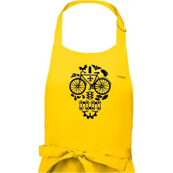 Kuchyňská zástěra Bike lebka - Dámská zástěra na vaření - Univerzální velikost ( Žlutá )