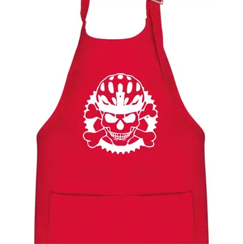 Kuchyňská zástěra Lebka cyklisty - helma - Dětská zástěra na vaření - Univerzální velikost ( Červená )