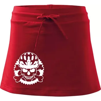 Dámská sukně Lebka cyklisty - helma - Sportovní sukně - two in one - S ( Červená )