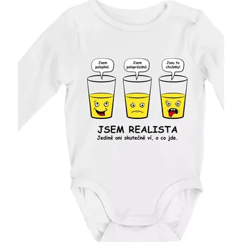Kojenecký body Jsem realista - skleničky (Hana-creative) - Body kojenecké s dlouhým rukávem - Dlouhý r. do 3 měs ( Bílá )