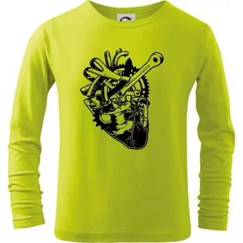 Dětská móda Cyklistovo srdce - Triko dětské Long Sleeve - 146 cm/10 let ( Limetková )
