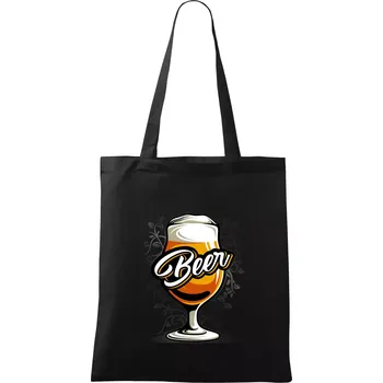 Nákupní taška Beer sklenice s nožkou - Taška bavlněná - 42 x 38 cm ( Černá )