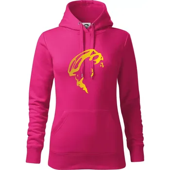 Dámská mikina Hlava cyklista zlatá - Mikina dámská Cape s kapucí - 2XL ( Purpurová )