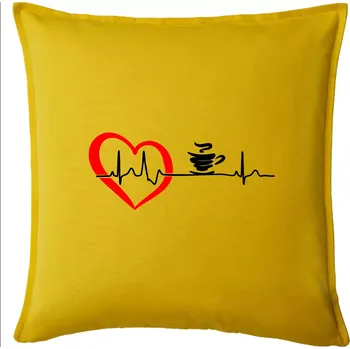 Polštář Moje srdce bije pro kávu - Polštář 50x50 - 50x50 - Pouze potah ( Žlutá )