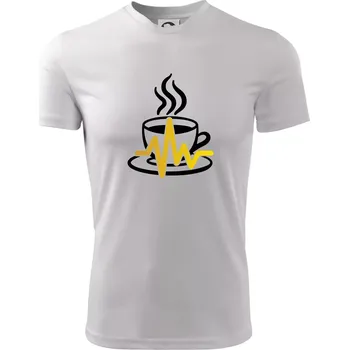 Káva EKG hrnek - Dětské triko sportovní (dresovina) - 158 cm/12 let ( Bílá )