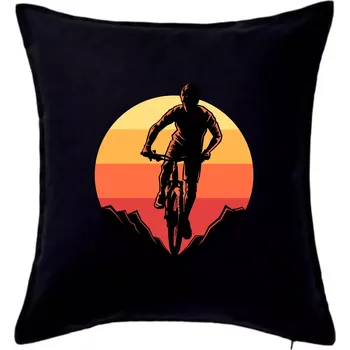 Polštář MTB cyklista a západ slunce - Polštář 50x50 - 50x50 - Pouze potah ( Černá )
